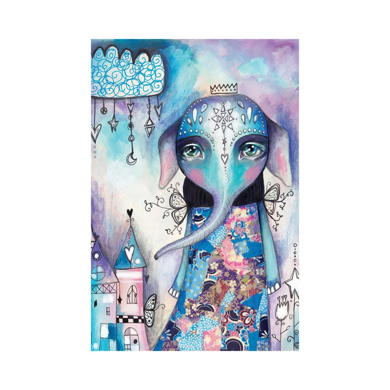 Elephant Of Love by Tamara Laporte - Print on Canvas, 20.32 cm H x 30.48 cm W, Wrapped Canvas
