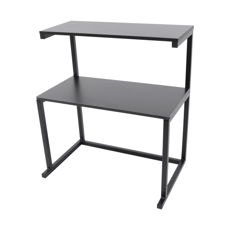 Étagère de bureau grande capacité noire à 3 niveaux avec tablettes de rangement grande capacité