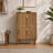 37.74 in Brown Wood Grooved Flip Down Shoe Cabinet, Two Compartments and Open Base
