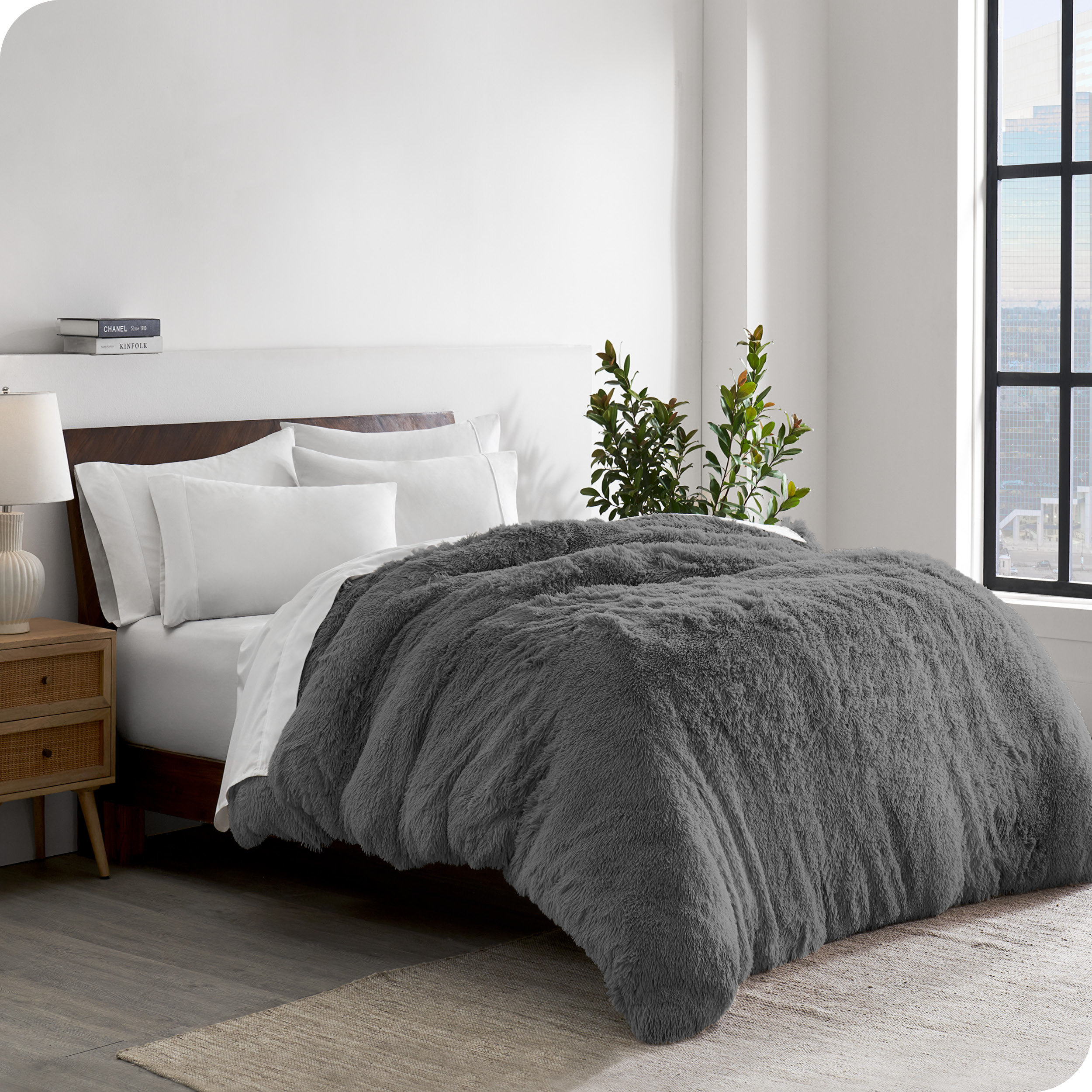 Great Choice Products 5 Pcs Shaggy Duvet Cover Bedding Set - Fluffy  Comforter Cover Long Faux Fur