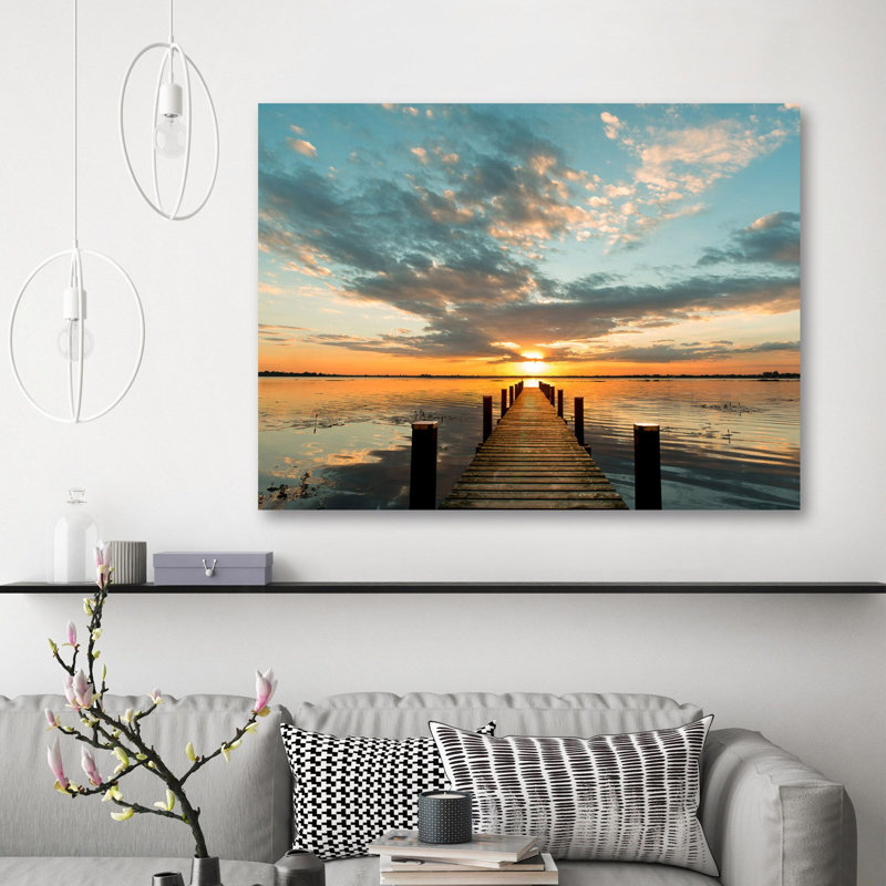Morning Lights On A Jetty by Pangea Images - No Frame Print, 70cm H  x 100cm W  x 4cm D