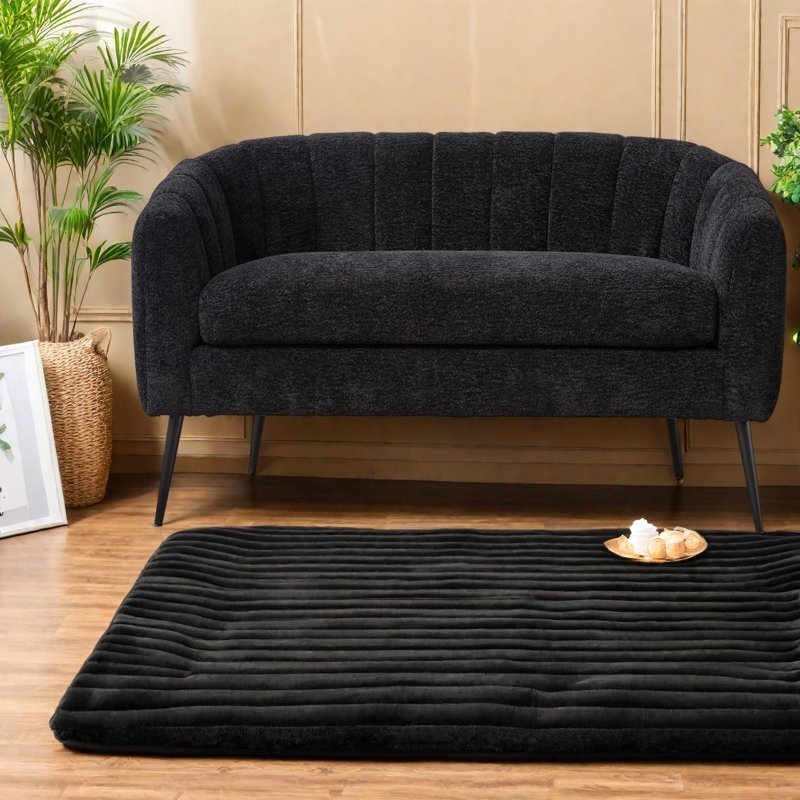 Causeuse compacte en chenille compacte, causeuse moderne de 50 pouces avec pieds en métal pour la maison