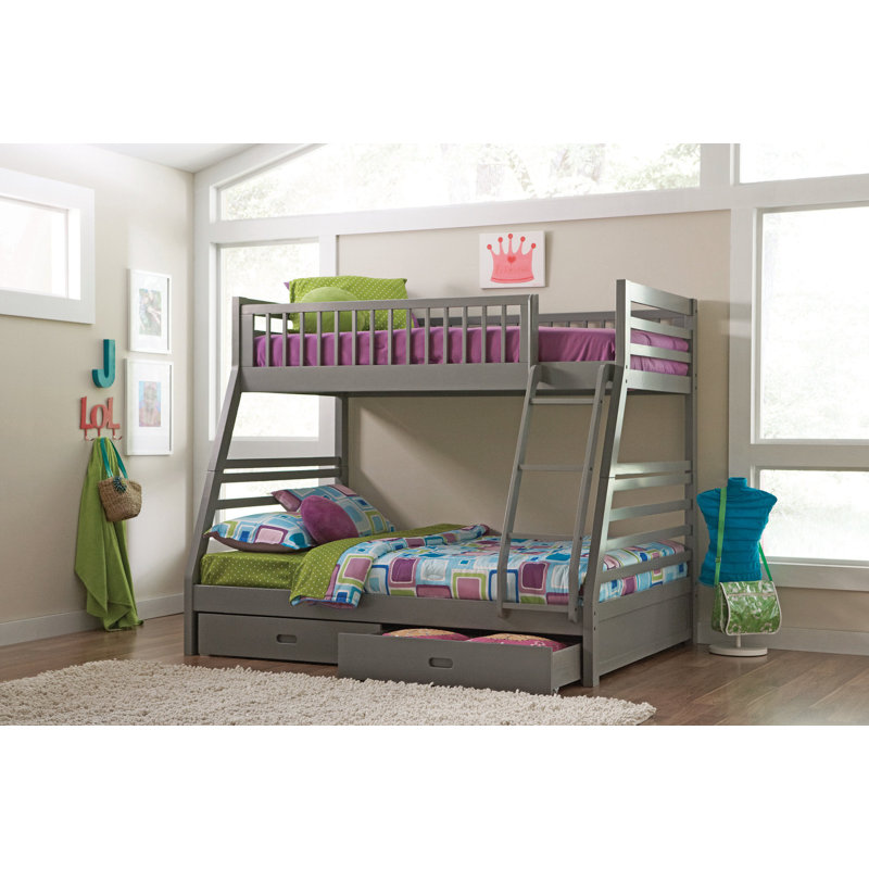 Hoch Kids Twin Over Full Bunk Bed, Gray