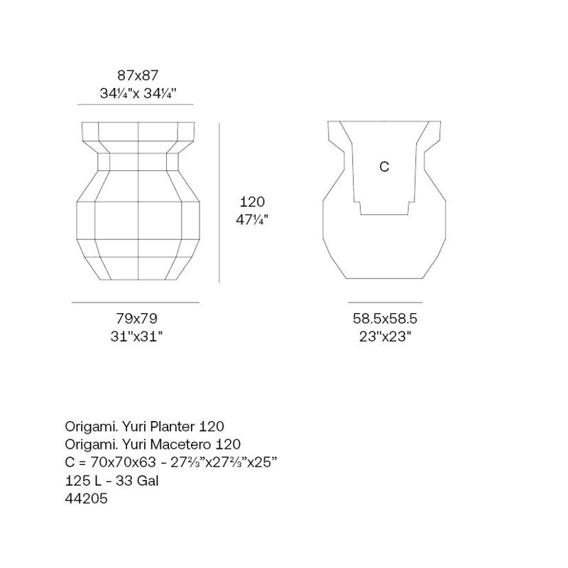 Origami - Yuri Planter, Tortora, 47.25" H x 31.25" W x 31.25" D