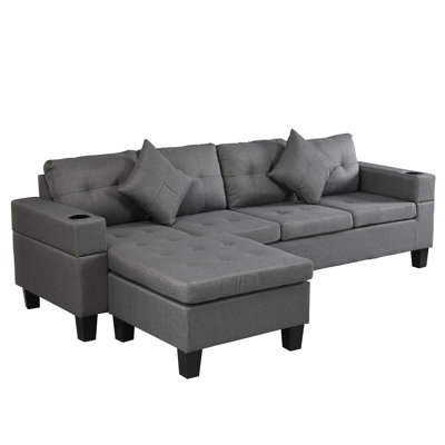 Canapé modulaire Anmol Living Room - 4 places avec méridienne et porte-gobelet