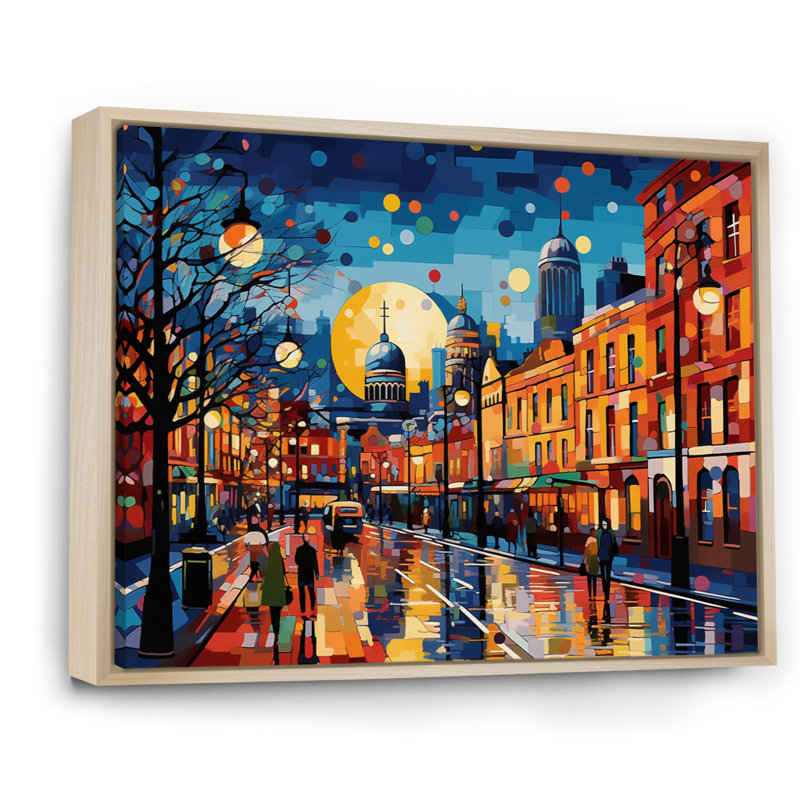 City Dublin Popart III sur impression sur toile, H 12 po x l 20 po x P 1 po, Cadre naturel flottant