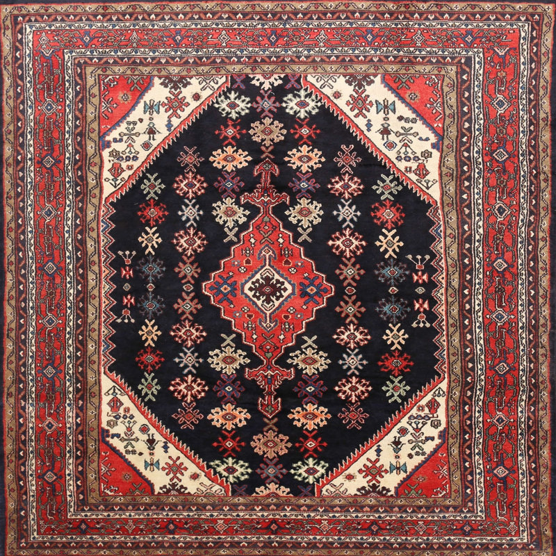 Tapis orange Southwestern, Carré 3 pi