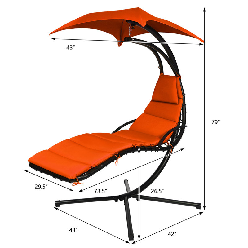 Chaise longue avec support Kelvin, Orangé