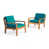 Structure en teck / coussin bleu sarcelle est en rupture de stock