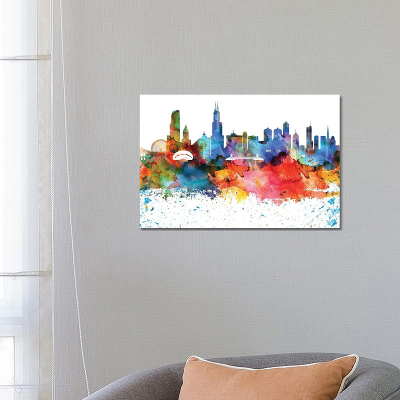 Chicago Skyline - Wrapped Canvas Painting, 66.04 cm H x 45.72 cm W x 3.175 cm D