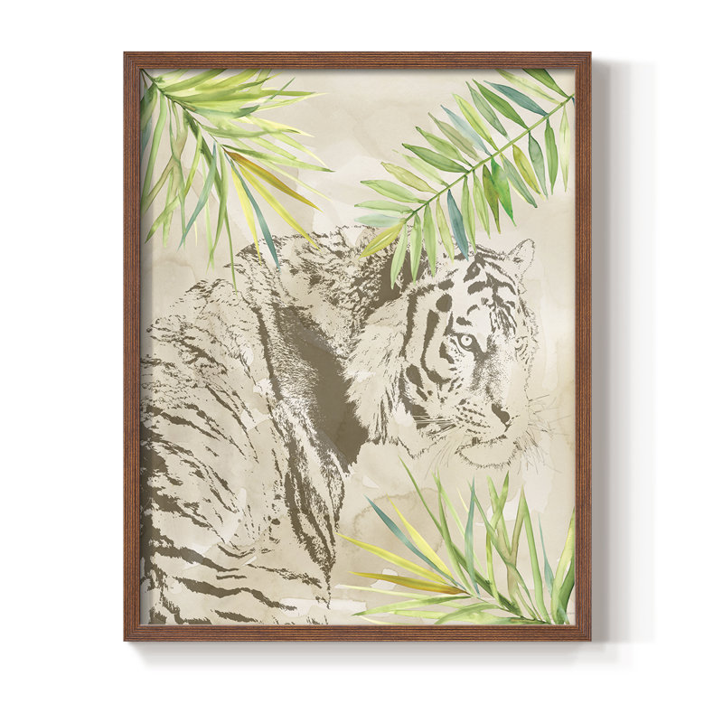 Boho Jungle Cat I, reproduction encadrée - bois massif, H 21 po x l 17 po, Noyer