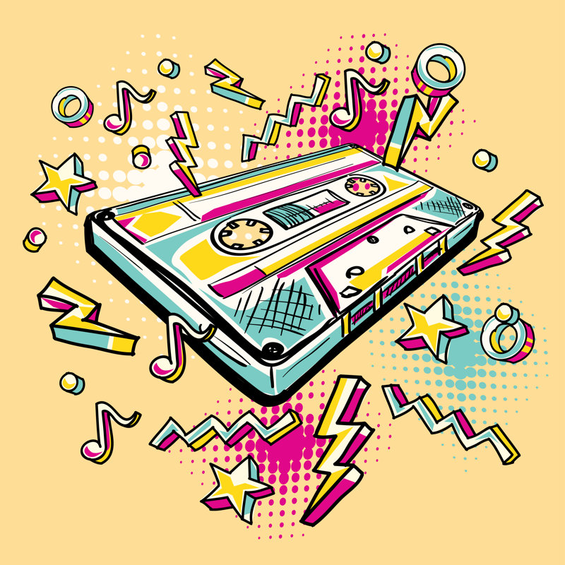 Colourful Audio Cassette by Alex_Bond - Wrapped Canvas Print, 30cm H x 30cm W