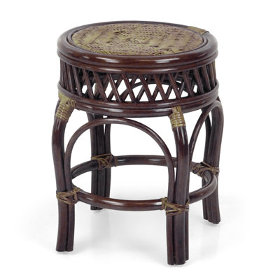 Ginger Handmade Rattan Wicker Stool, Fully Assembled