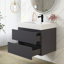 Meuble-lavabo mural 24 po avec lavabo rectangulaire intégré sans robinet