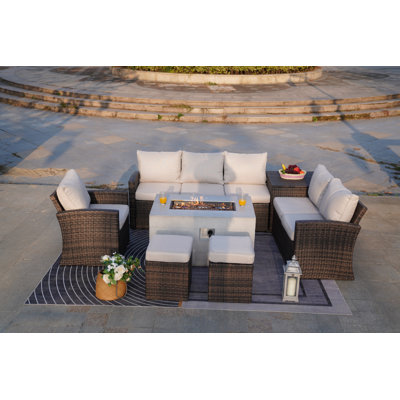 Wicker/Rattan 8 - Person Seating Group with Cushions