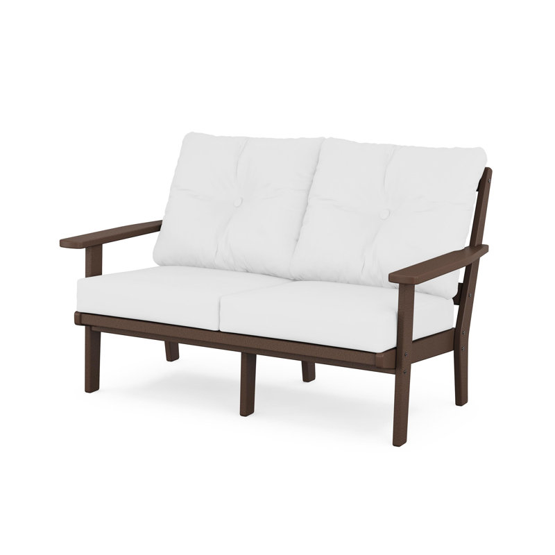 Lakeside Oxford Deep Seating Loveseat, Natural Linen, Green