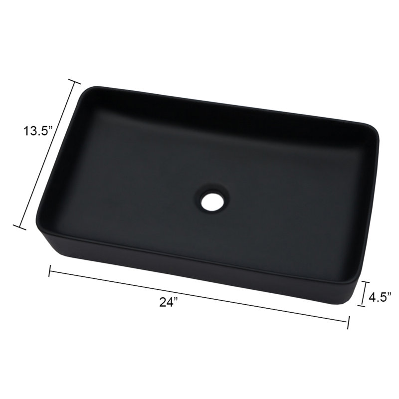 GAWEZA 13.5'' Ceramic Rectangular Bathroom Sink