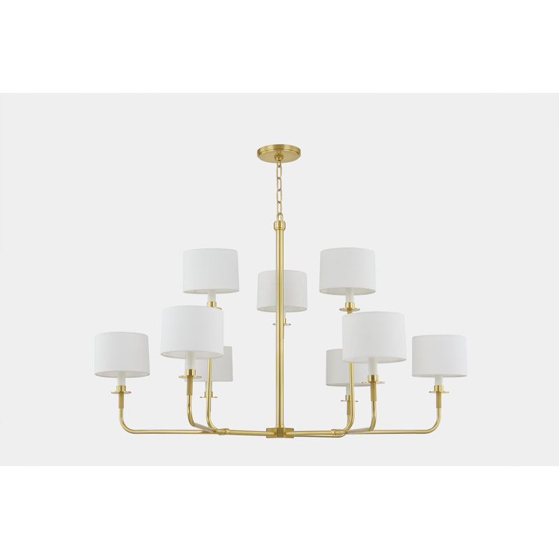 Paramus 8 Light Chandelier, Antique Brass