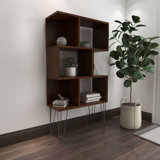 Ashburn Wood 4 Shelves Storage Brown Shelving Unit with Open Frame Design