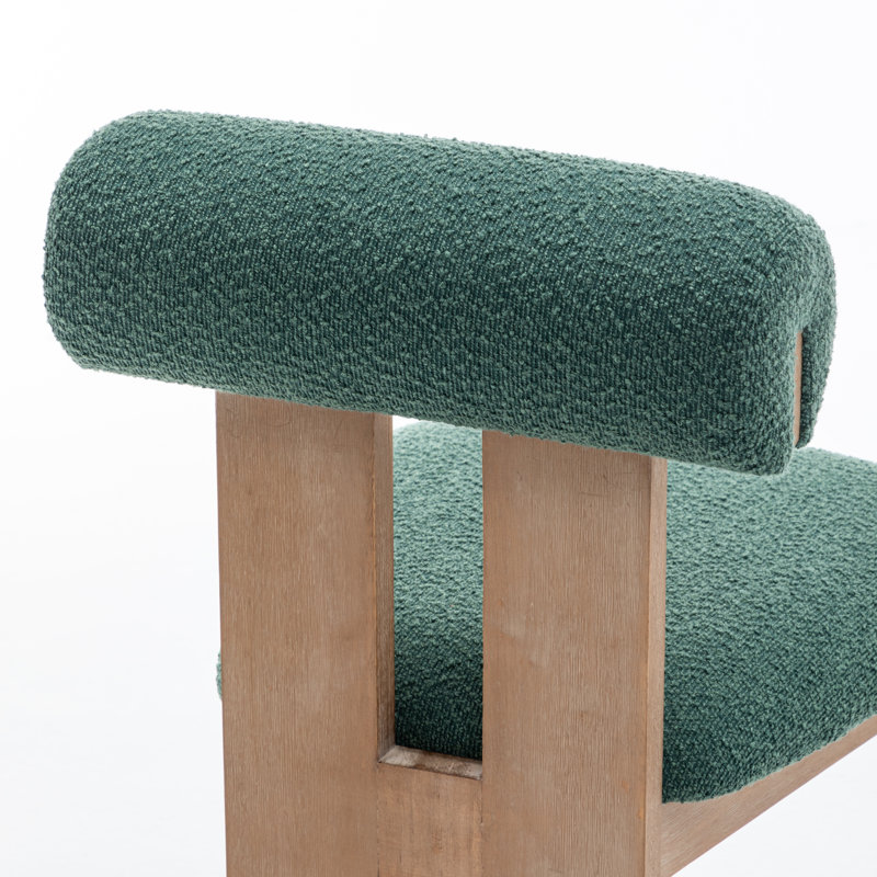 Fauteuil d'appoint en bois massif, Vert, 6