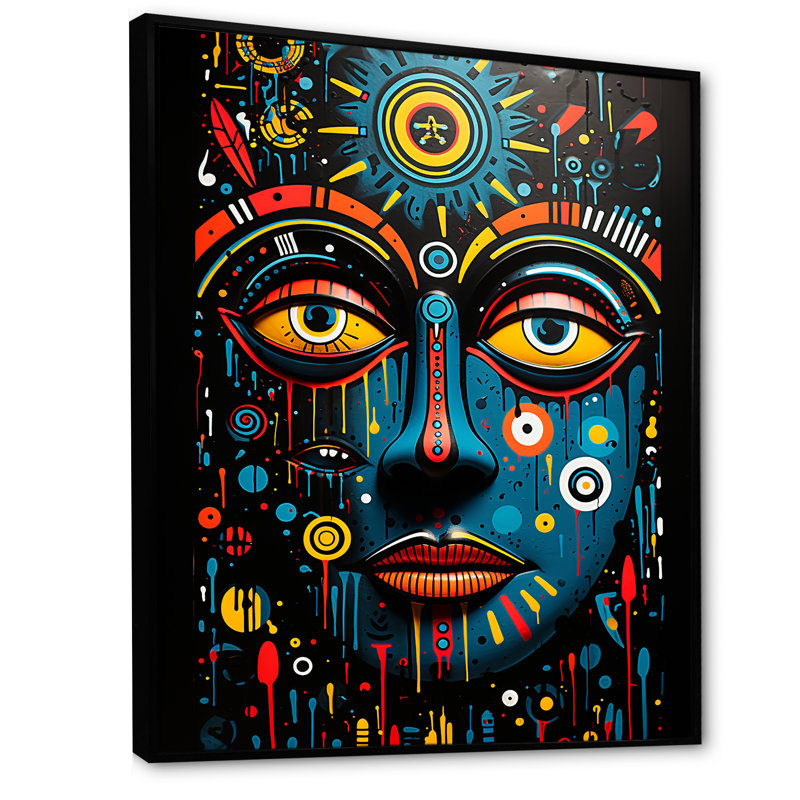Art africain Ndebele, Cadre flottant noir, H 40 po x l 30 po x P 1,5 po
