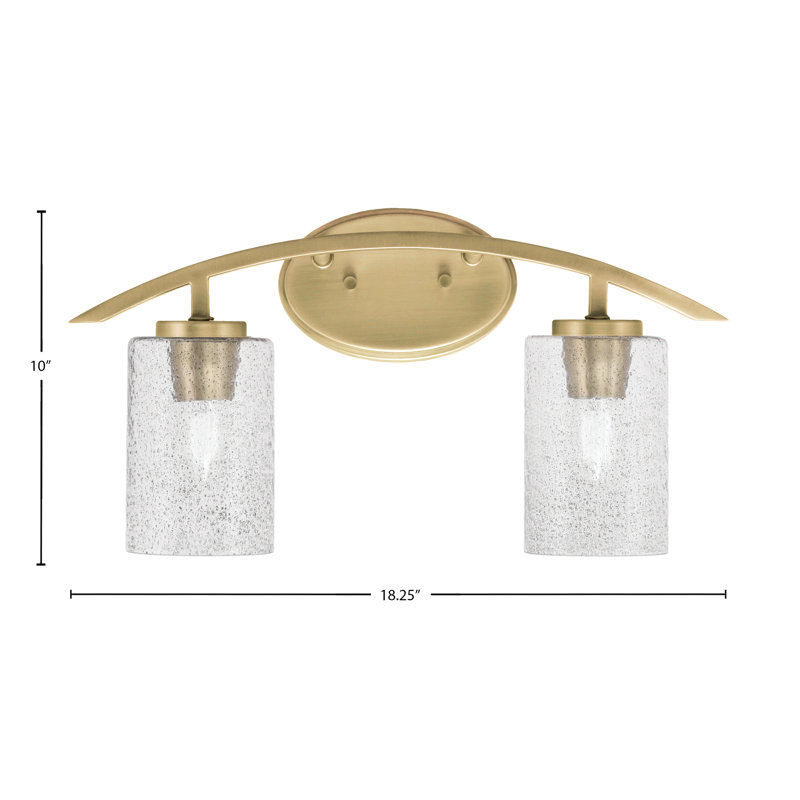 Kurve 2 Light Bath Bar Shown In New Age Brass Finish With  4" Smoke Bubble Glass