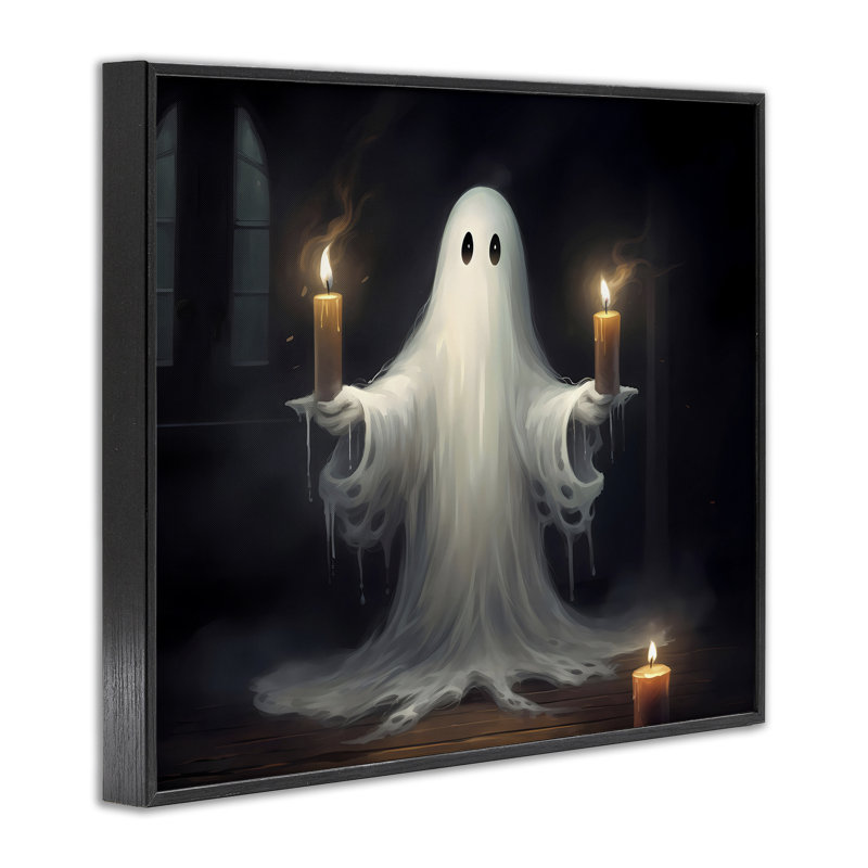 «Spooky Candlelit Ghost», giclée encadrée, design par LSR Design Studio, H 24 po x l 30 po, Giclée encadrée noir minuit