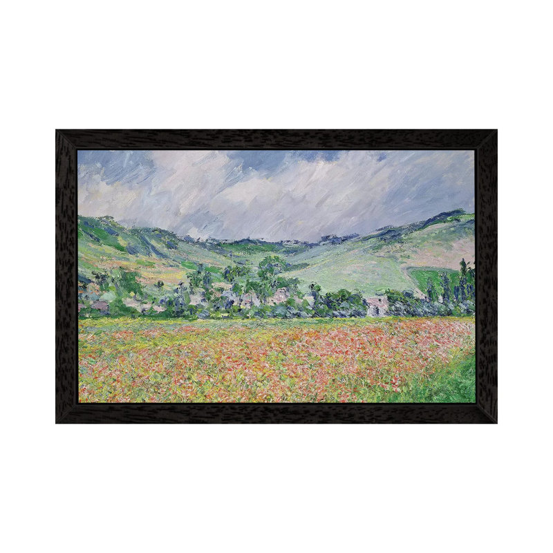 The Poppy Field Near Giverny, 1885 by Claude Monet - Painting on Canvas, 66.04 cm H x 45.72 cm W, Black Framed