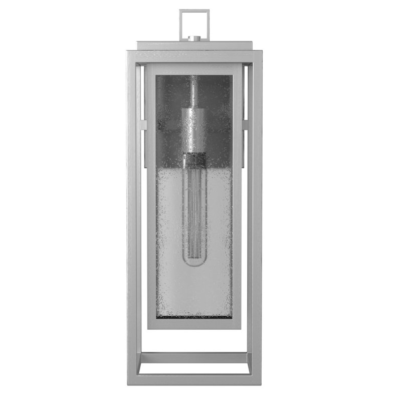 Republic Seeded Glass Outdoor Wall Mount Lantern, Satin Nickel, 20" H x 7" W x 6.75" D
