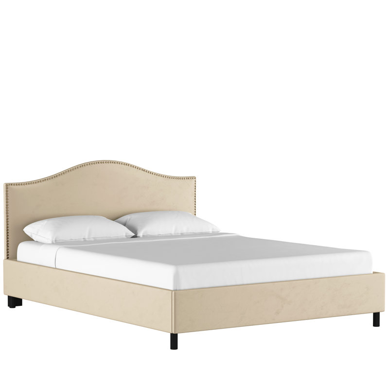 Lit plateforme tapissier Myers, Très grand californien, Classic Pearl Performance Velvet