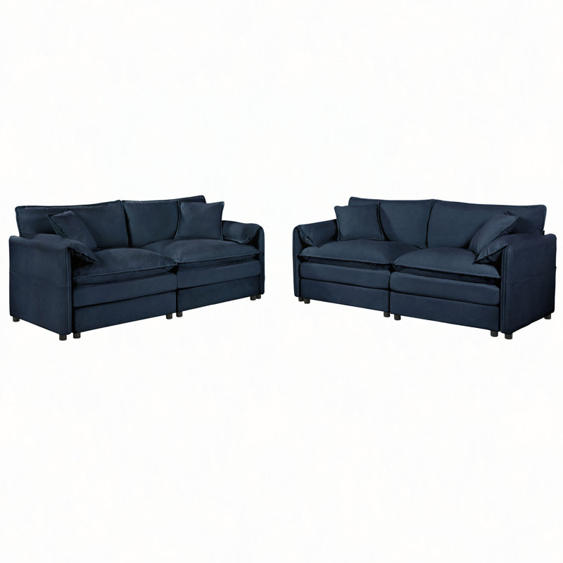 Ensemble de canapés profonds de luxe 2 pièces, 2 pièces de canapé causeuse, ensemble de couchettes confortables en chenille pour bureau de salon avec 4 coussins, combinaison de bricolage