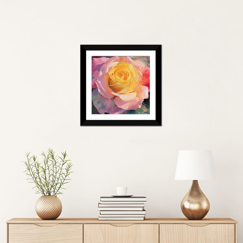 « fleur i », impression sur toile, Papier d'art encadré noir, Blanc, H 24 po x l 24 po x P 1 po