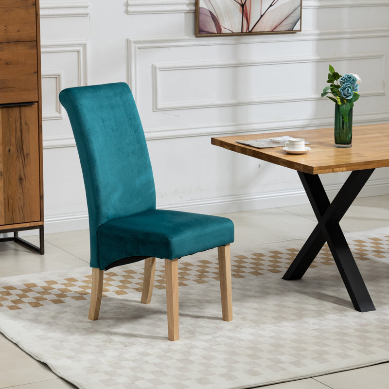 Rimini 0cm H Upholstered Dining Chair, Velvet/Teal