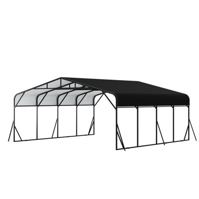 All - Weather 20 X Shelter Carport For Vehicles, Boats & Equipment, Heavy Duty Construction, Galvanized Frame, Secure And Reinforced Spacious With Roof Ideal Protection