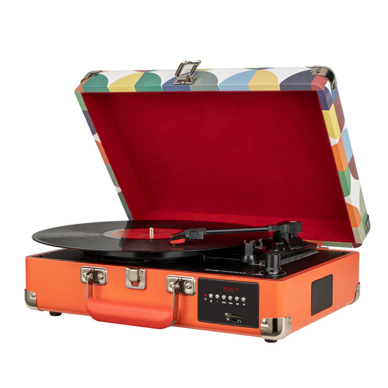 Decorative Record Player, Turntable Suitcase(Orange)