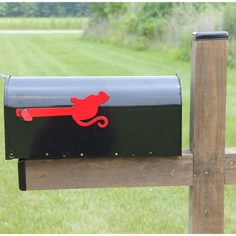 Alloy Steel Mailbox Flag,Decorative Metal Cat Mailbox Replacement Flag For All Other Surface Rust Resistant Mailbox Flag (FLAG ONLY -Mounting Hardware NOT Included)4In X 10In,Red