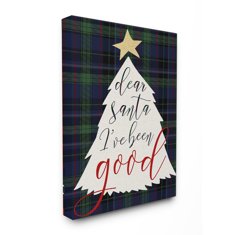 «Dear Santa Christmas Tree» par Daphne Polselli, reproduction d'art textuel, H 30 po x l 24 po x 1,5 po, Toile tendue
