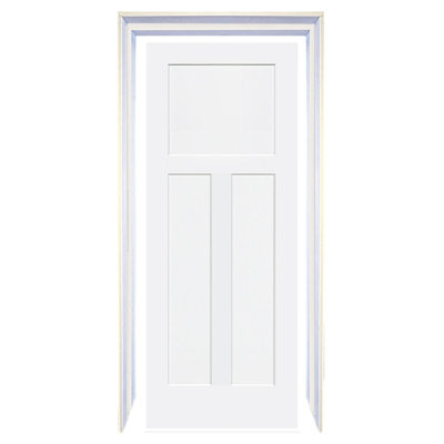 Shaker à dalles 1 + 2 panneaux en bois massif blanc 80 po x 32 po avec trousse