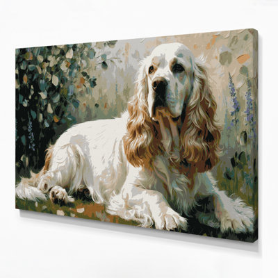 «Dogs Clumber Spaniel», art mural sur toile beige