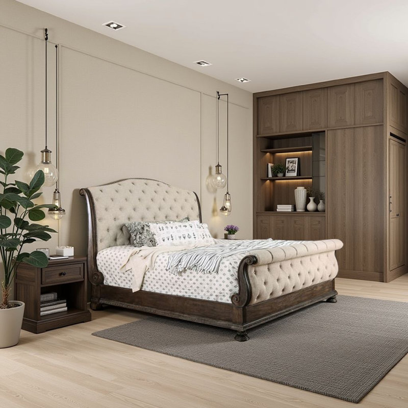 Lit en bois massif, Queen