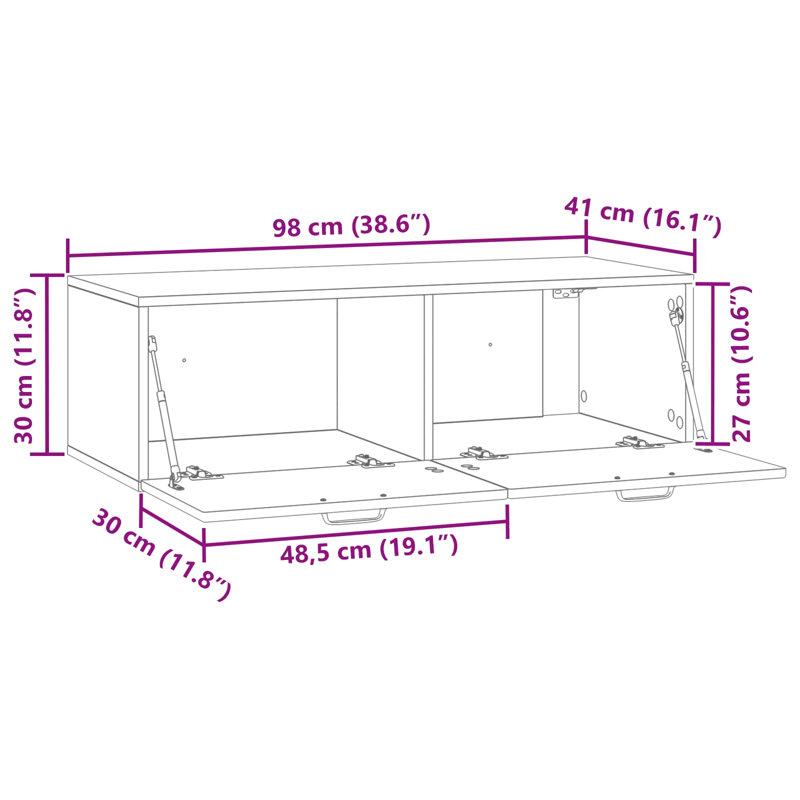 Unfinished TV Stand, Sonoma Oak, 30cm H x 98cm L x 41cm W