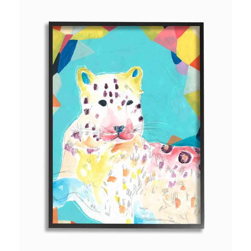 Décoration murale large pour enfant abstract leopard Corbally, H 20 po x l 16 po x P 1,5 po, Giclée encadrée noir minuit