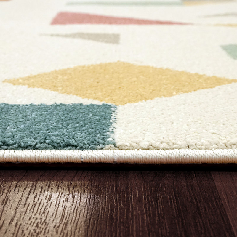 Tapis abstrait beige, Rectangle 5 pi 3 po x 7 pi 7 po