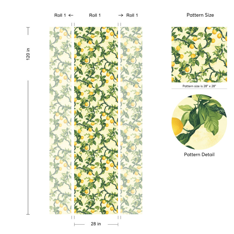 Papier peint branche de citron