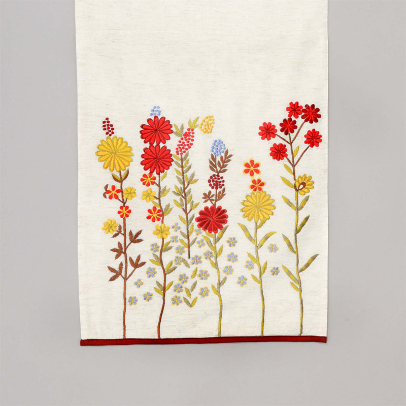 Chemin de table en coton brodé Daisy