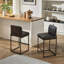 Ensemble de 2 tabourets de bar à hauteur de comptoir de 26 po avec base en métal et en cuir PU blanc mat-870803934-848678608