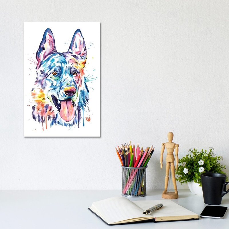 Black German Shepherd 1 Piece Wrapped Canvas Painting, 20.32 cm H x 30.48 cm W