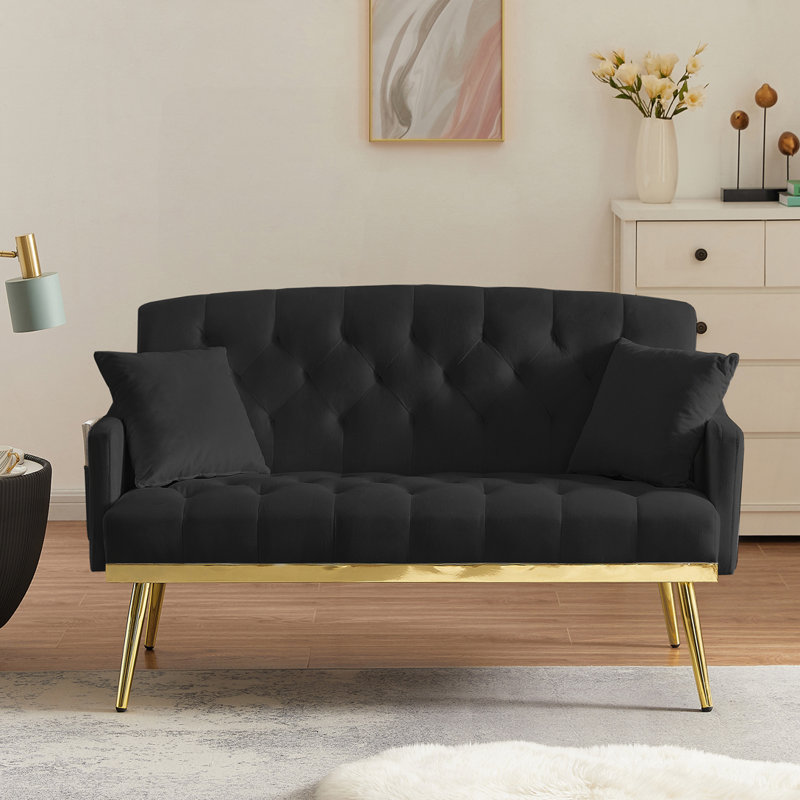 BLACK 2 SEATER SOFA, Black Velvet