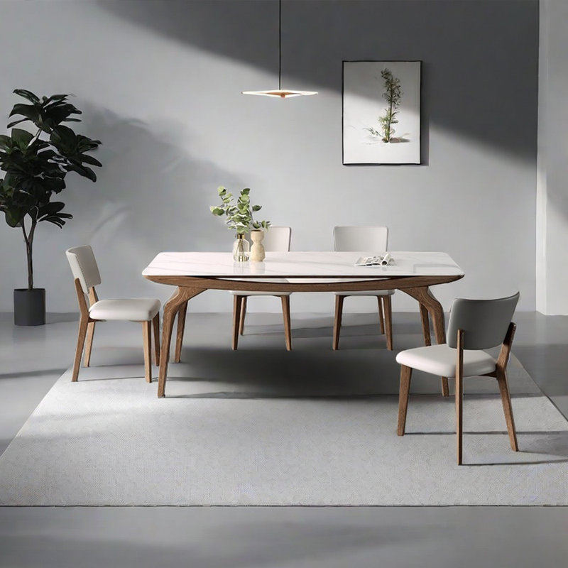 Italian style simple modern dining table sets., 29.53"H x 78.74"L x 35.43"W