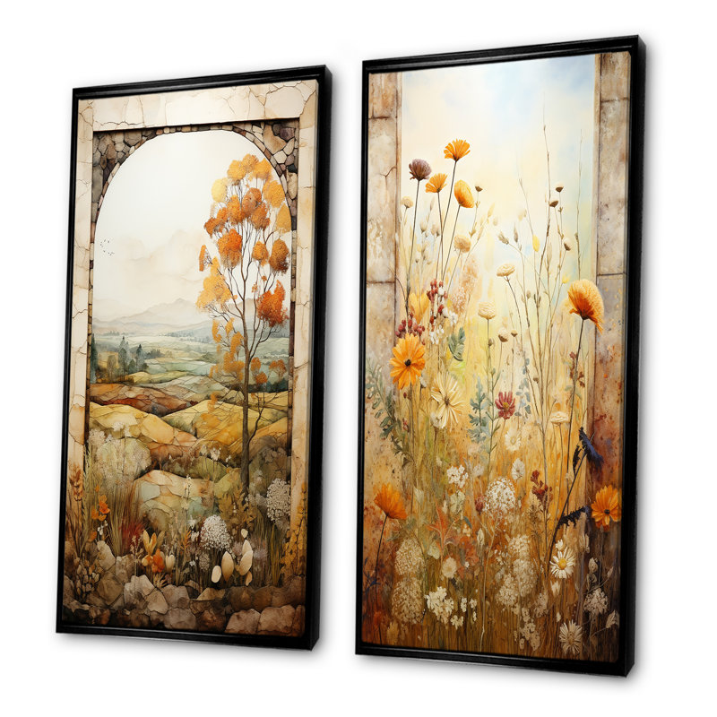 Ensemble de salon de jardin vert et jaune avec vue sur la prairie I - Meadow, Cadre flottant noir, H 40 po x l 41 po